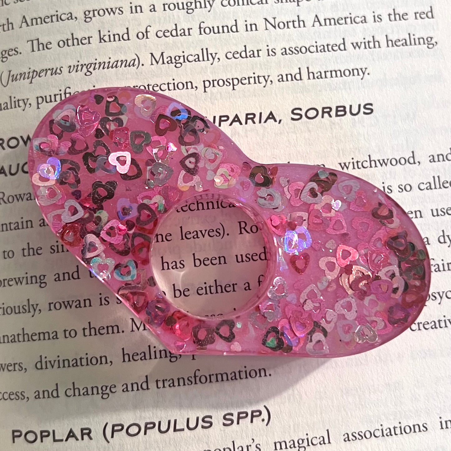 Pink Heart Glitter Heart (Glow in the Dark)- Page Holder Ring