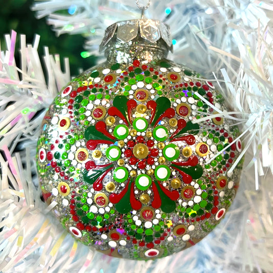 Holiday Flower- Dot Paint Ornament
