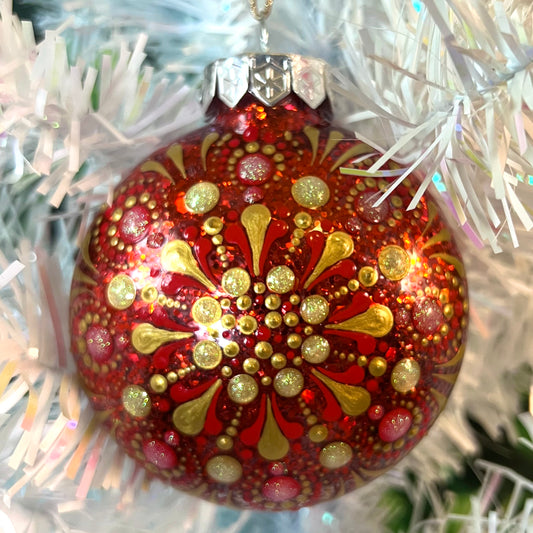 Red and Gold - Dot Paint Ornament