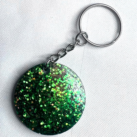 Green GlitterResin Keychain