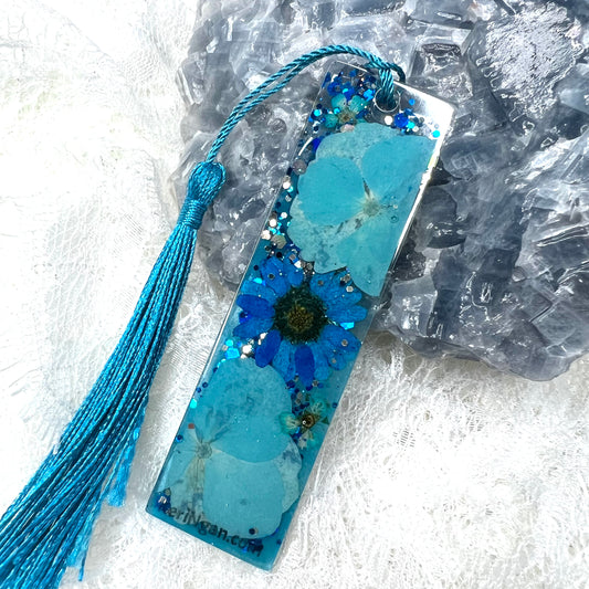 Mixed Blue Flowers Bookmark | SMALL
