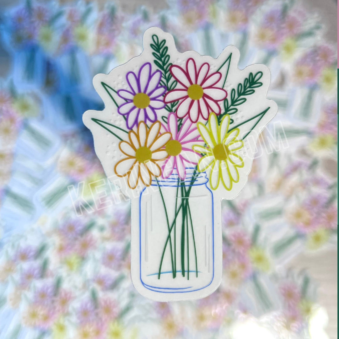 Flower Jar Clear Vinyl Sticker