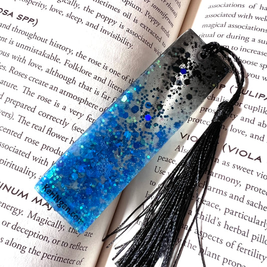 Blue/Black Resin Bookmark (Glow in the Dark) | SMALL