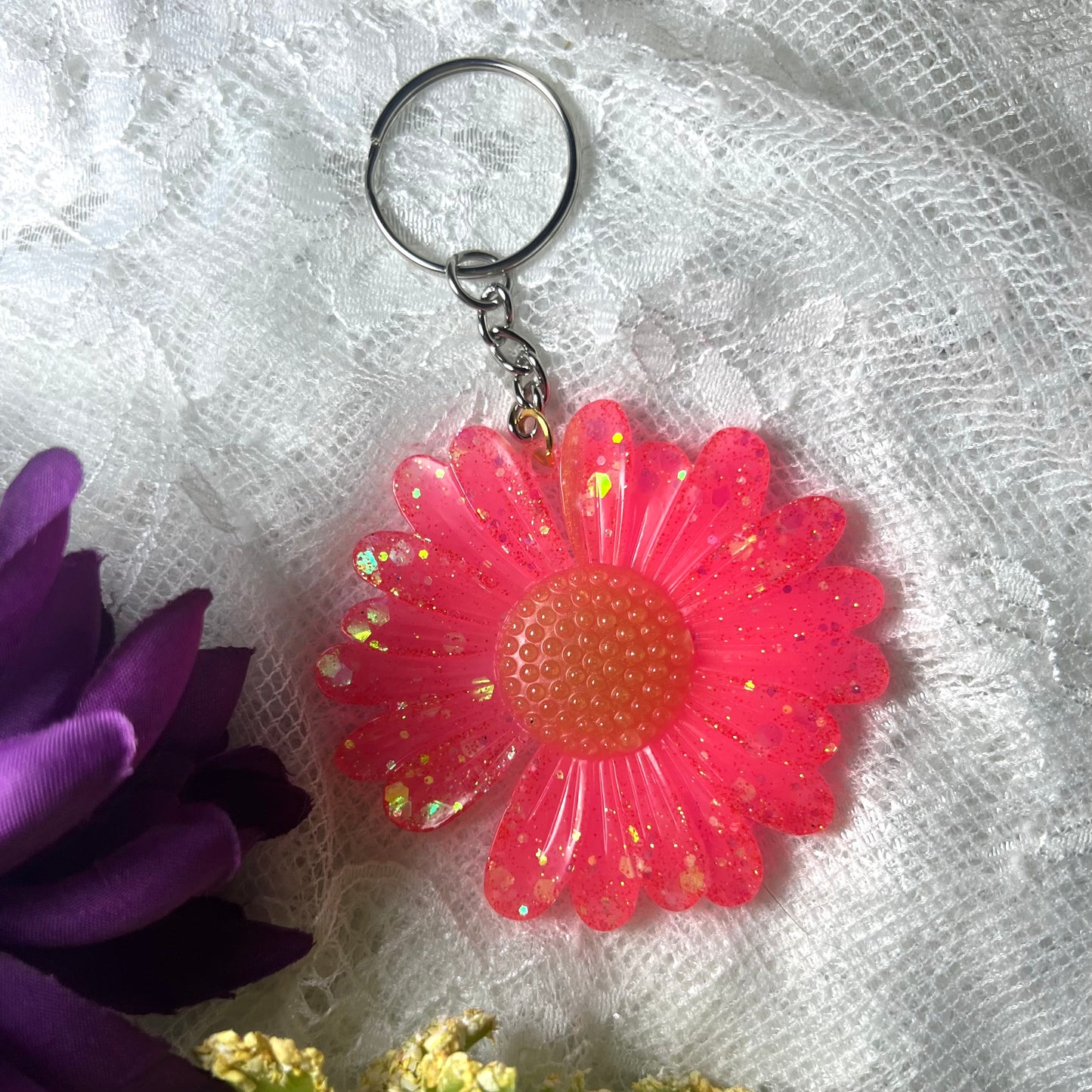 Flower Resin Keychain