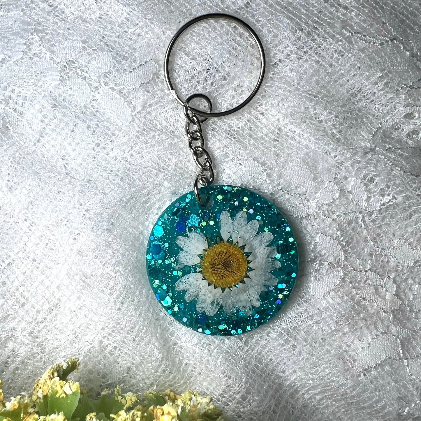 Pressed Flower Resin Keychain