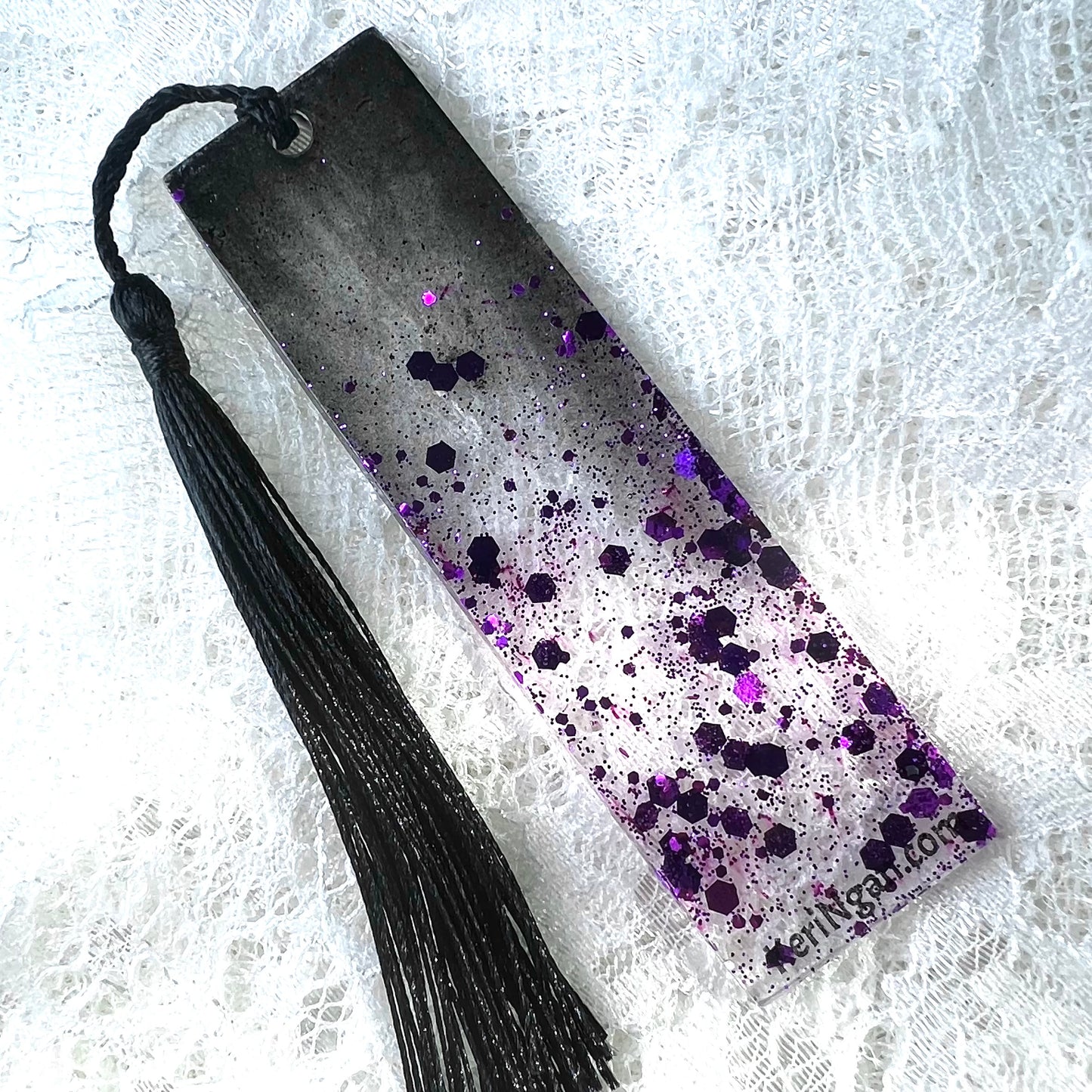 Purple/Black Glitter Bookmark | SMALL