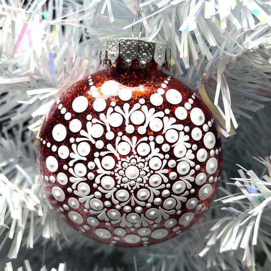 Red/White- Dot Paint Ornament