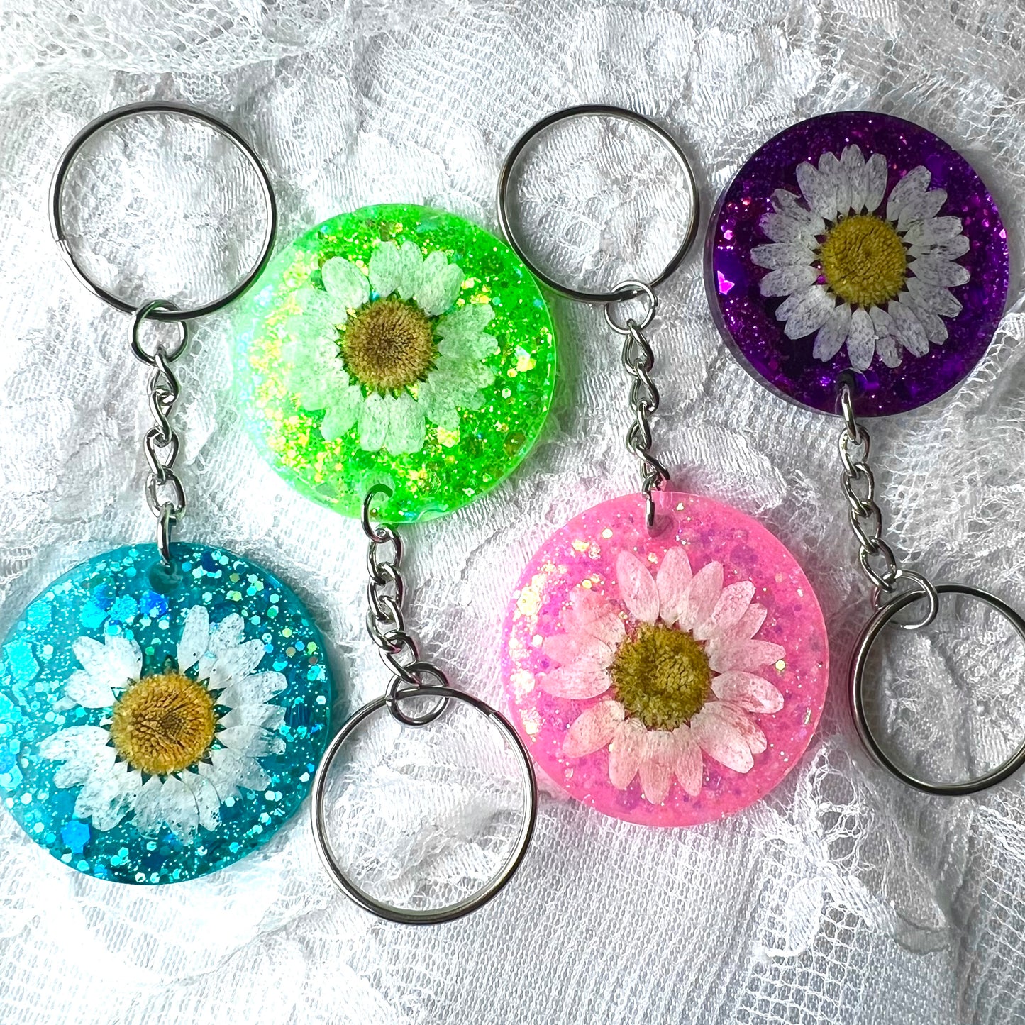 Pressed Flower Resin Keychain (2 Available)
