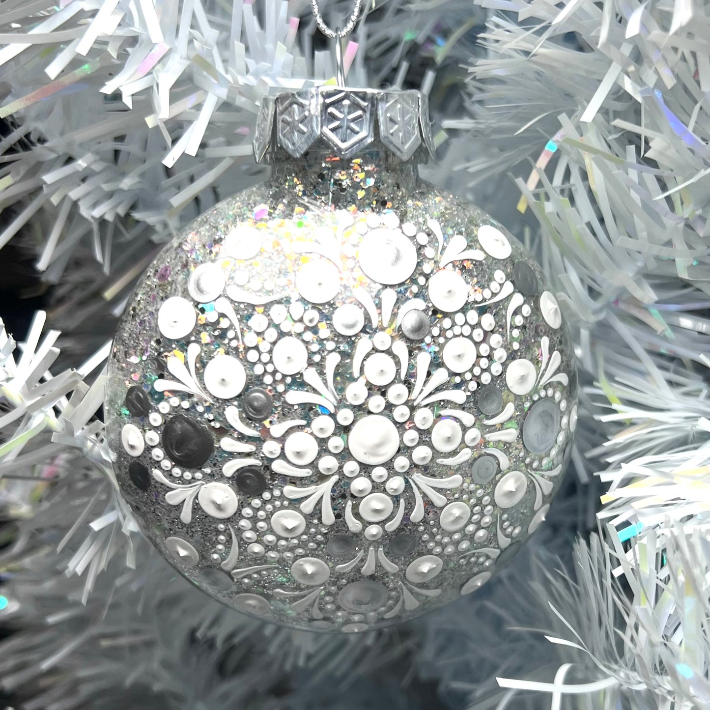 White Snowflake - Dot Paint Ornament