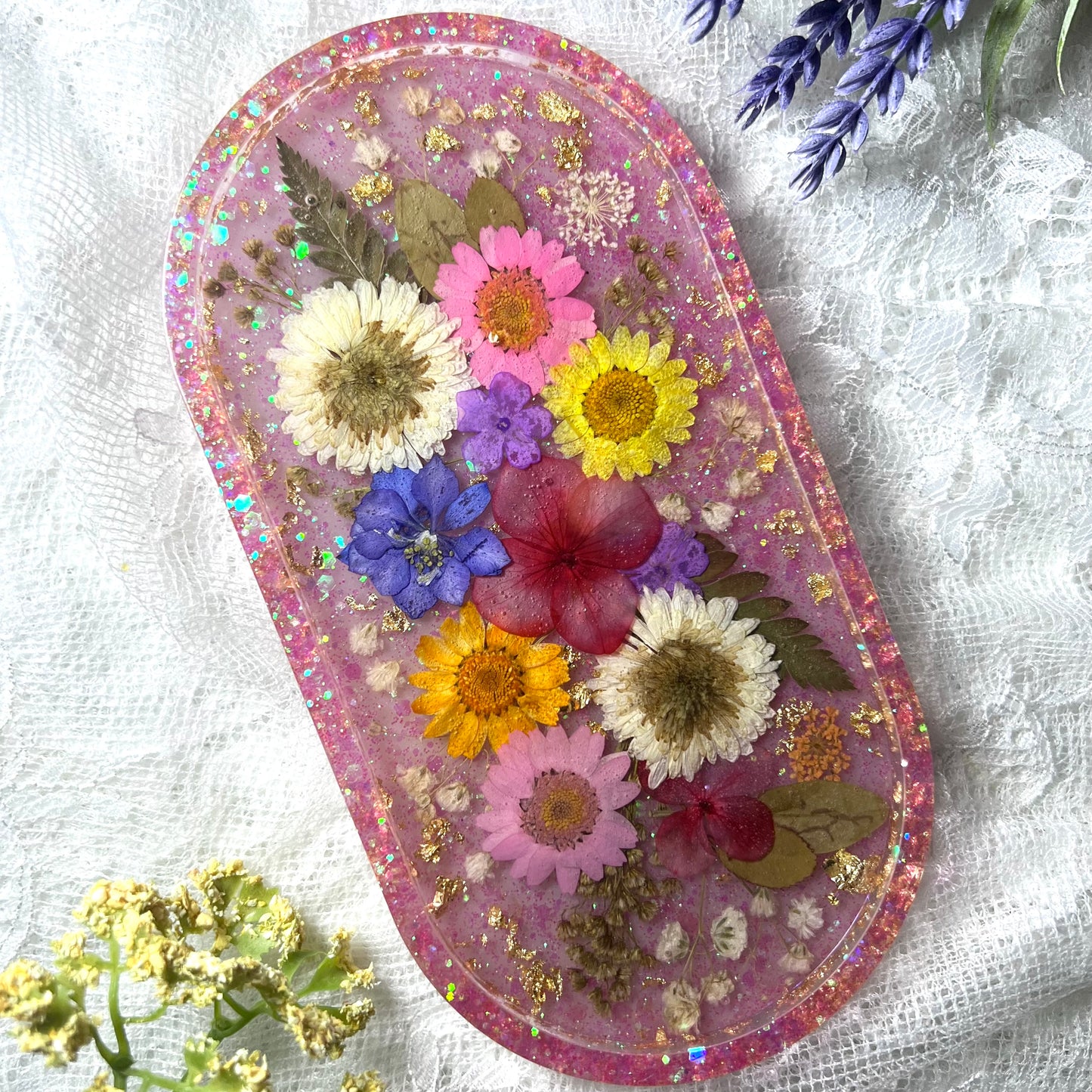 Pink/Gold Resin Tray