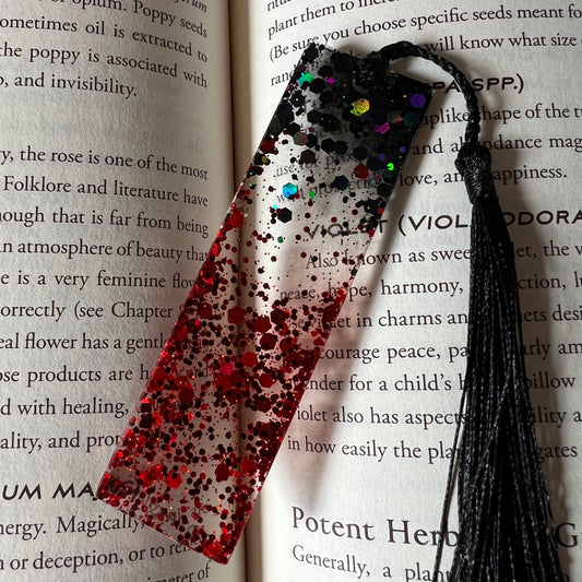 Red/Black Glitter Bookmark | SMALL