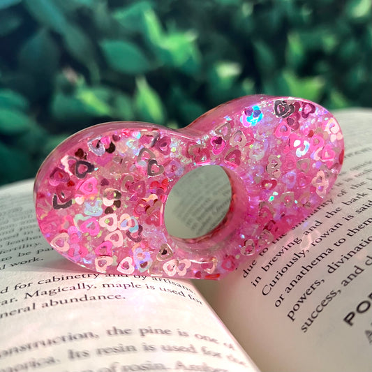 Pink Heart Glitter Heart (Glow in the Dark)- Page Holder Ring