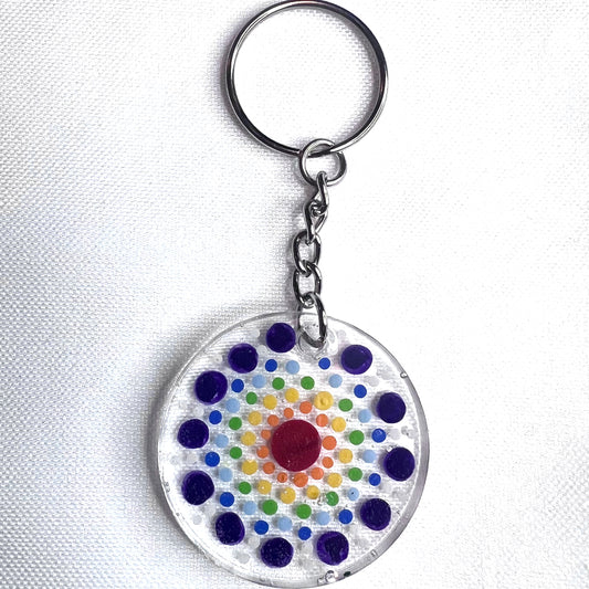 Rainbow Dot Resin Keychain